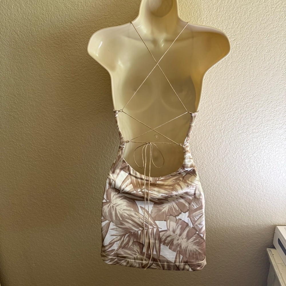 NWT SER.O.YA MINI DRESS - SILK PALM PRINT - SIZE XS - Picture 3 of 11
